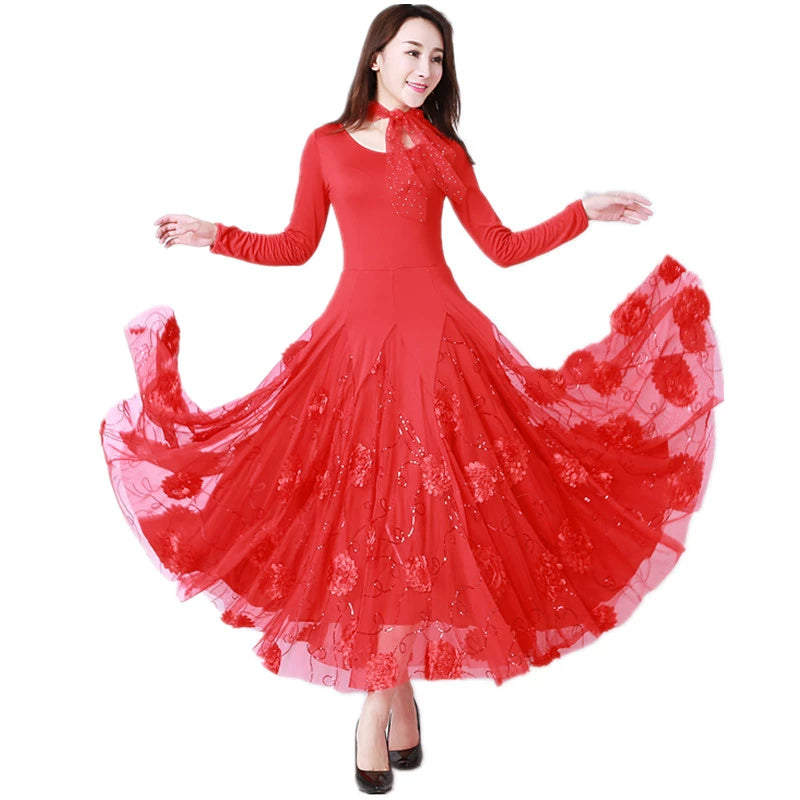 Women's Ballroom Dance Dresses Sequined modern dress competition dress Waltz dress - Moderndancedress.com