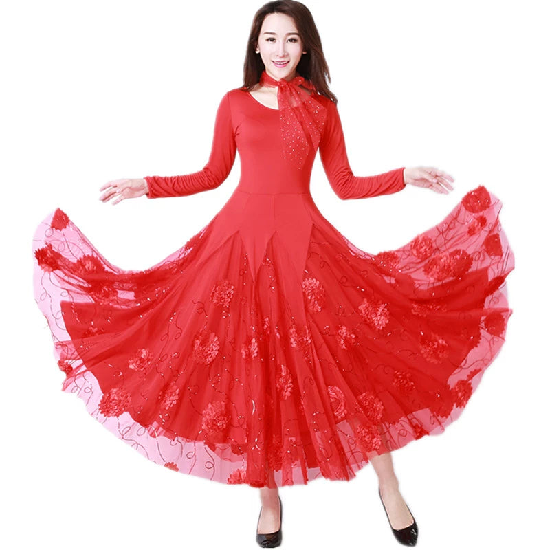 Women's Ballroom Dance Dresses Sequined modern dress competition dress Waltz dress