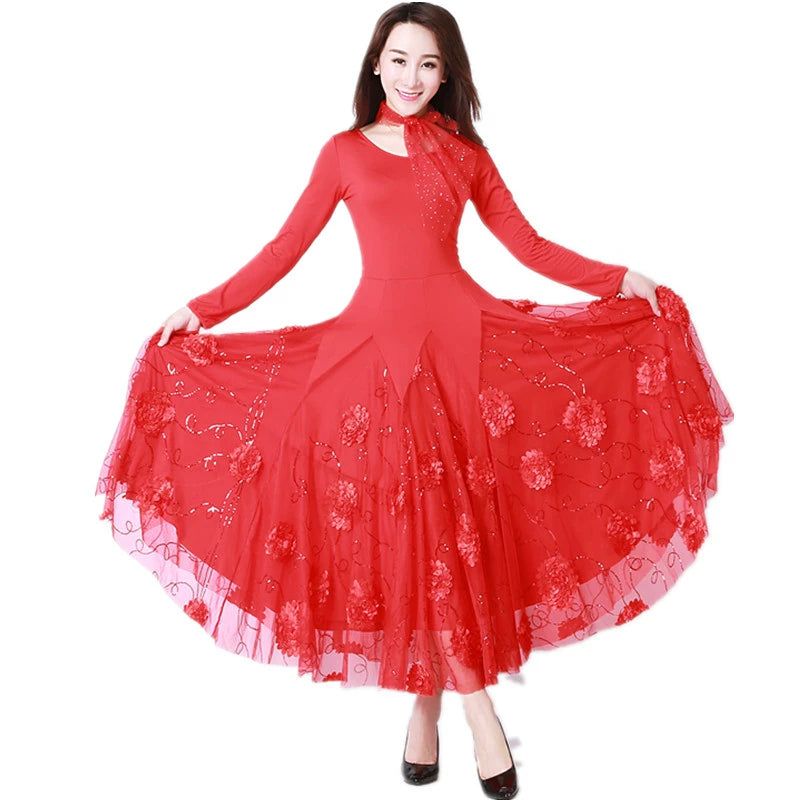 Women's Ballroom Dance Dresses Sequined modern dress competition dress Waltz dress - Moderndancedress.com