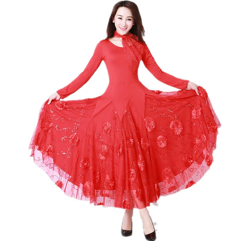 Women's Ballroom Dance Dresses Sequined modern dress competition dress Waltz dress - Moderndancedress.com
