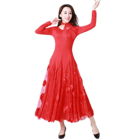 Women's Ballroom Dance Dresses Sequined modern dress competition dress Waltz dress - Moderndancedress.com