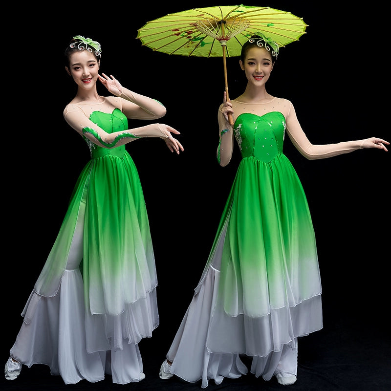 Chinese Folk Dance Costume Classical Dance Costume Female Square Fan Dance Costume Adult Umbrella Dance Yangko Costume Suit - Moderndancedress.com