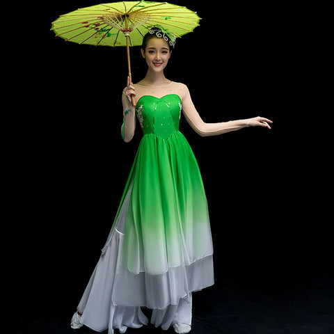 Chinese Folk Dance Costume Classical Dance Costume Female Square Fan Dance Costume Adult Umbrella Dance Yangko Costume Suit - Moderndancedress.com