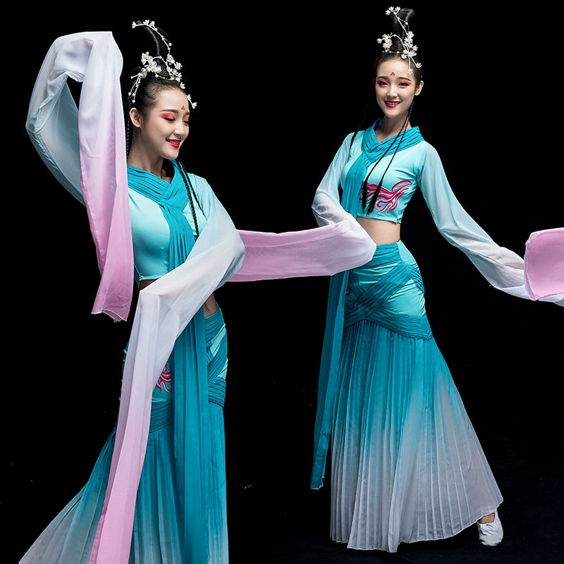 Chinese Folk Dance Costume Watersleeve Dance Costume Female Classical Dance Costume Chinese Wind Fairy Caiwei Dance Costume Adult - Moderndancedress.com