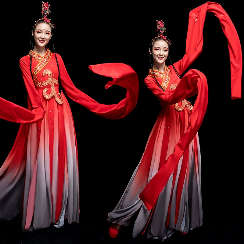 Chinese Folk Dance Costume Watersleeve Dance Costume Female Chinese Style Modern Dance Classical Dance Costume Adults - Moderndancedress.com
