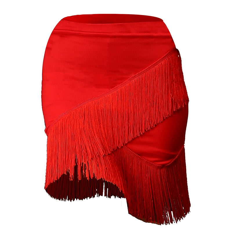 irregular Latin short skirt, adult female Rumba sexy dance fringed latin dance skirt