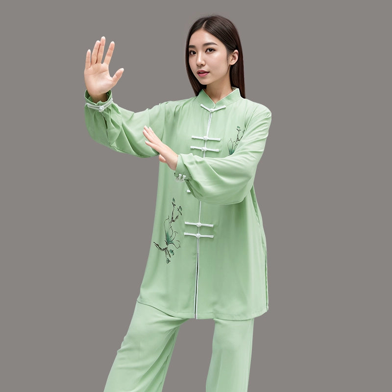Tai Chi Clothing for Women's Baduanjin martial art chinese kung fu uniforms linen Wushu Performance Clothing  Medium and Long - Moderndancedress.com