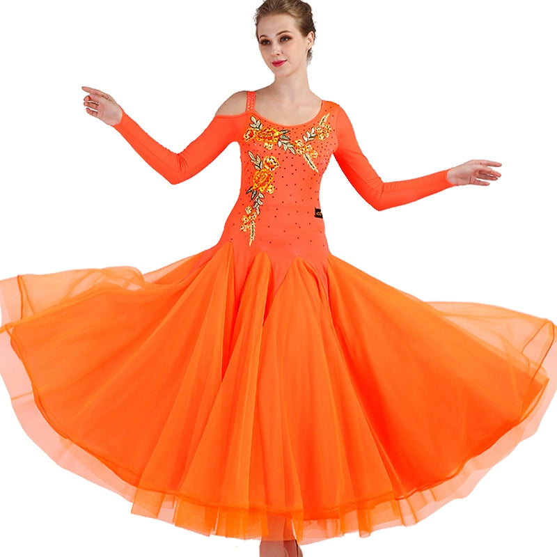 Ballroom Dance Dresses Fashion Skirt, National Standard Dance Dress, Waltz Show Competition Costume - Moderndancedress.com