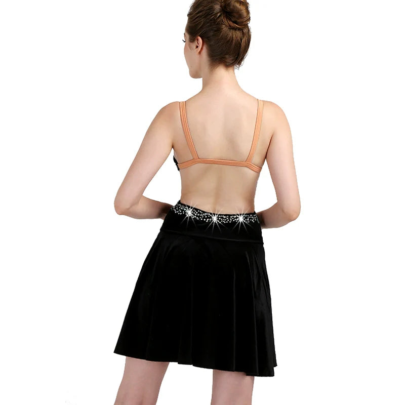 Latin Dance Dresses Women's Performance Spandex Georgette Appliques Crystals / Rhinestones Long Sleeves High Dress - Moderndancedress.com