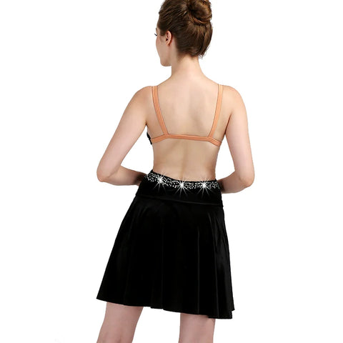 Latin Dance Dresses Women's Performance Spandex Georgette Appliques Crystals / Rhinestones Long Sleeves High Dress - Moderndancedress.com