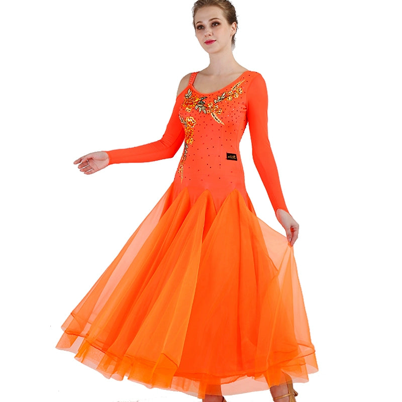Ballroom Dance Dresses Fashion Skirt, National Standard Dance Dress, Waltz Show Competition Costume - Moderndancedress.com
