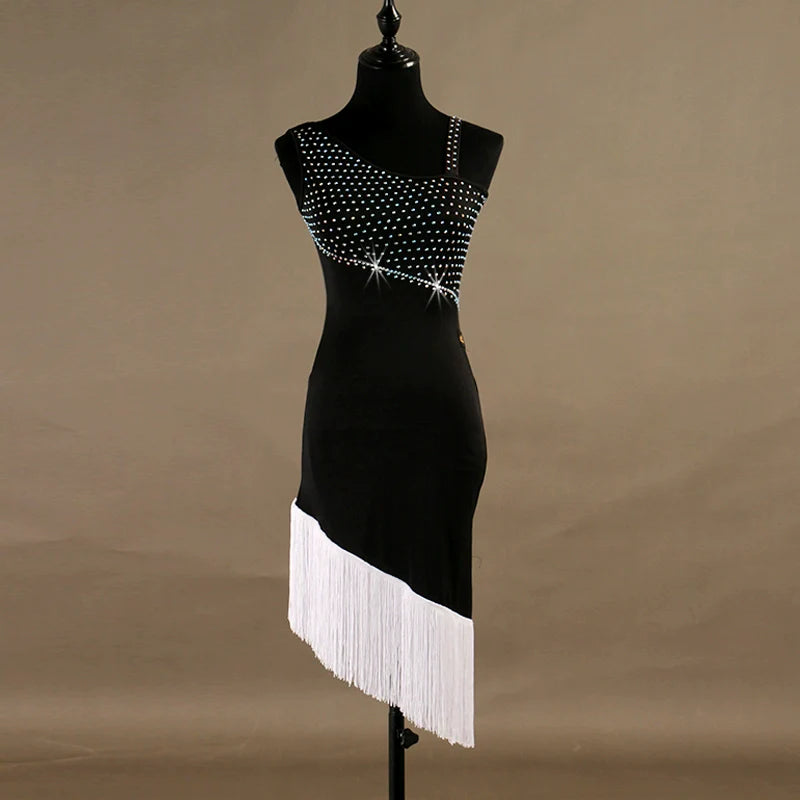 Sexy tassels Latin Dance Dresses Latin Dance Competition Dresses / Rhinestones High Dress - Moderndancedress.com