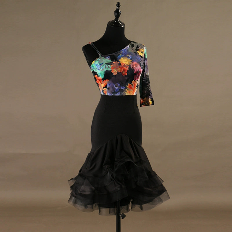 Latin Dance Dresses Latin Dance Competition Dresses / Rhinestones Sleeveless High Dress - Moderndancedress.com