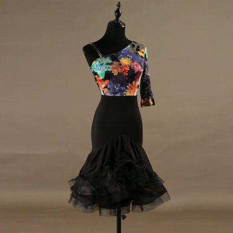 Latin Dance Dresses Latin Dance Competition Dresses / Rhinestones Sleeveless High Dress - Moderndancedress.com