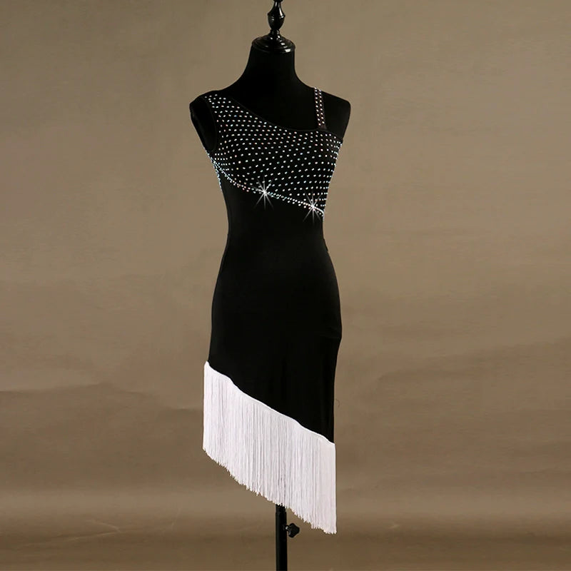 Sexy tassels Latin Dance Dresses Latin Dance Competition Dresses / Rhinestones High Dress - Moderndancedress.com