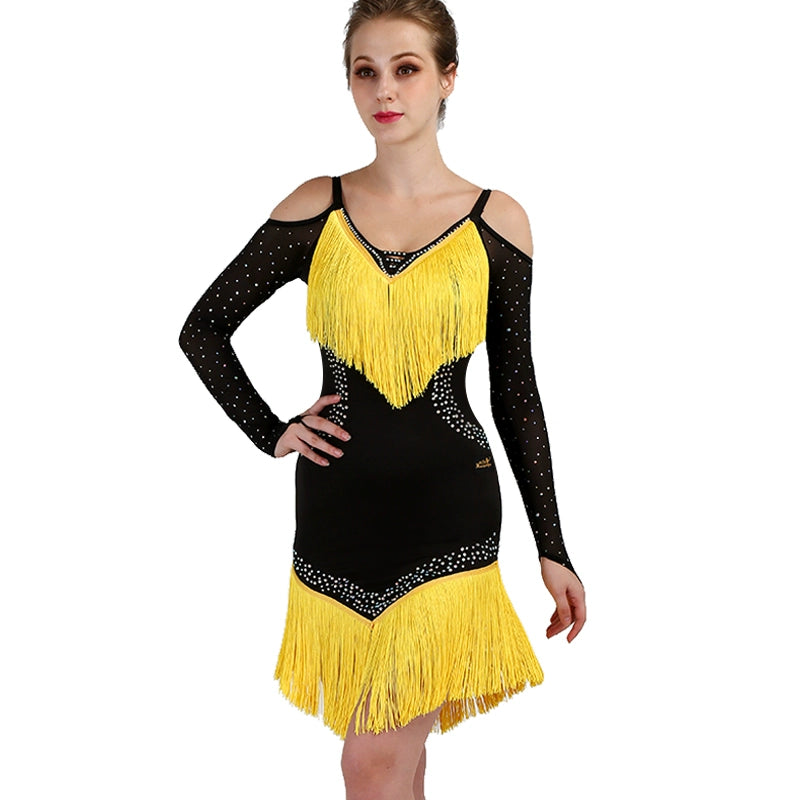 Latin Dance Dresses Latin Dance Competition Dresses / Rhinestones High Dress