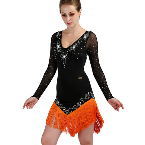 Latin Dance Dresses Latin Dance Competition Dresses / Rhinestones High Dress - Moderndancedress.com
