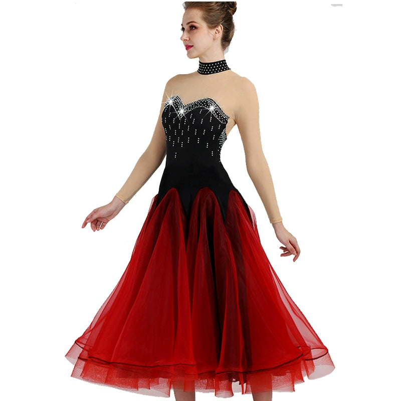 Ballroom Dance Dresses Modern Dance Costume skin color screen sleeve National Standard Dance Dress social dance skirt - Moderndancedress.com
