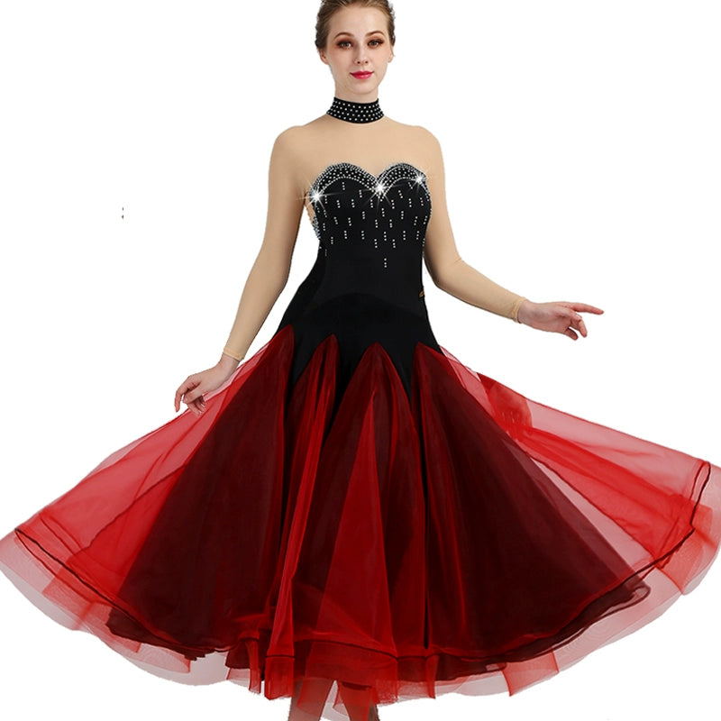 Ballroom Dance Dresses Modern Dance Costume skin color screen sleeve National Standard Dance Dress social dance skirt