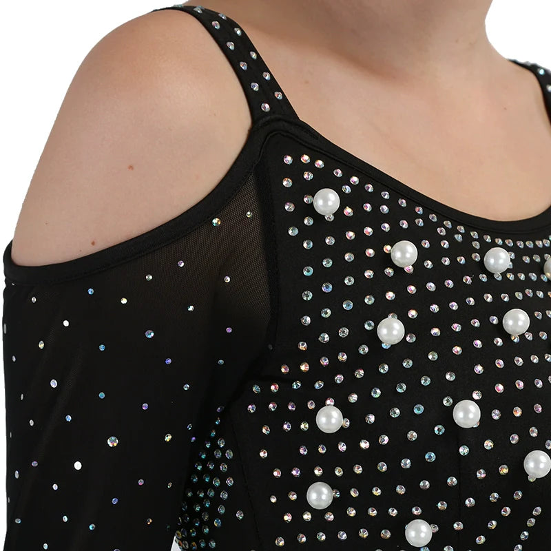 Latin Dance Dresses Women's Performance Spandex / Organza Ruching / Crystals / Rhinestones Sleeveless Dress - Moderndancedress.com