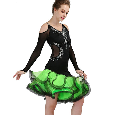 Latin Dance Dresses Latin Dance Competition Dresses / Rhinestones High Dress