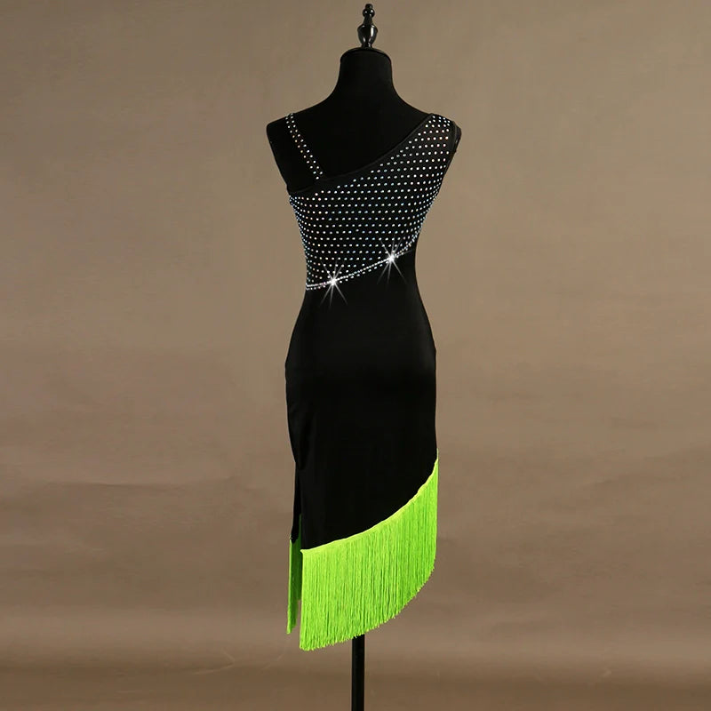 Sexy tassels Latin Dance Dresses Latin Dance Competition Dresses / Rhinestones High Dress - Moderndancedress.com