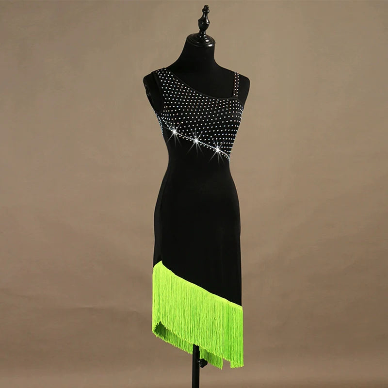 Sexy tassels Latin Dance Dresses Latin Dance Competition Dresses / Rhinestones High Dress - Moderndancedress.com