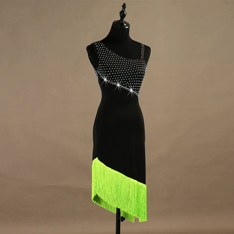 Sexy tassels Latin Dance Dresses Latin Dance Competition Dresses / Rhinestones High Dress - Moderndancedress.com