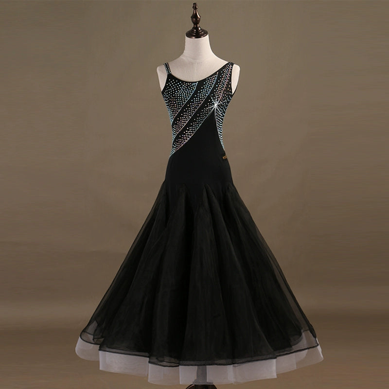 Ballroom Dance Dresses Contest dress for modern dance, shoulder sling, national standard dance dress, Waltz dress - Moderndancedress.com
