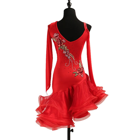 Latin Dance Dresses Women's Training / Performance Spandex / Tulle Tassel / Crystals / Rhinestones Sleeveless High Dress