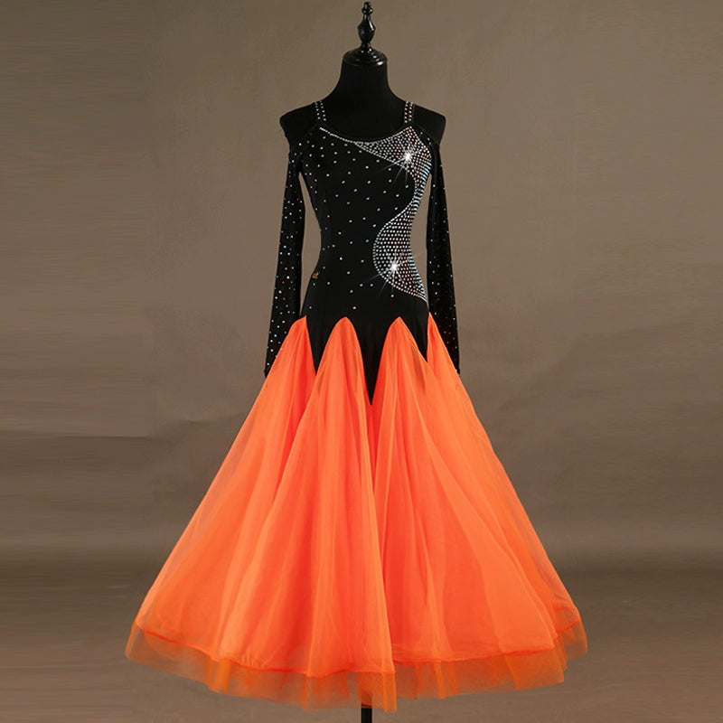 Ballroom Dance Dresses Lightweight texture! A dress for the Tango Waltz Group Dance Show Competition - Moderndancedress.com