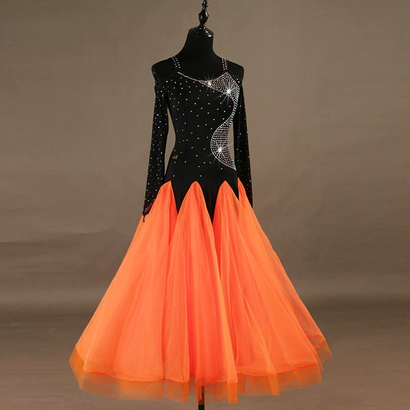 Ballroom Dance Dresses Lightweight texture! A dress for the Tango Waltz Group Dance Show Competition - Moderndancedress.com