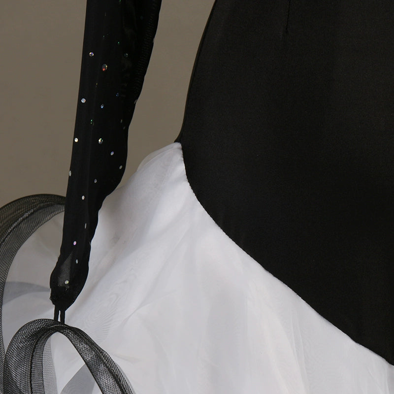 Latin Dance Dresses Women's Training Spandex / Tulle Crystals / Rhinestones Long Sleeve High Dress - Moderndancedress.com