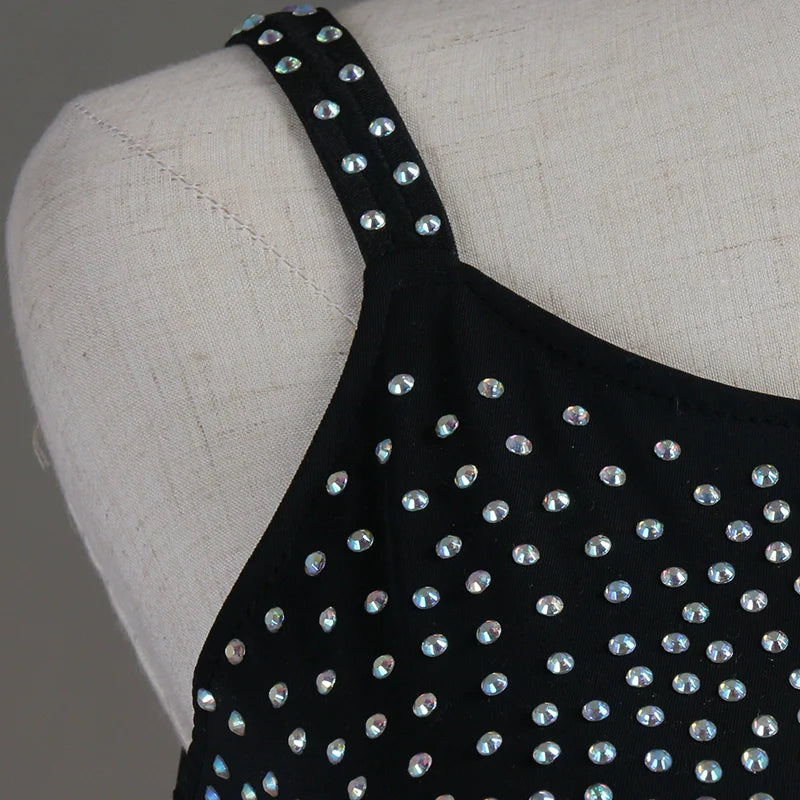 Latin dance performance dress with a drill adult professional competition dress - Moderndancedress.com