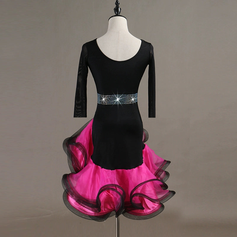 Latin Dance Dresses Women's Performance Spandex / Organza Ruching / Crystals / Rhinestones Sleeveless Dress - 