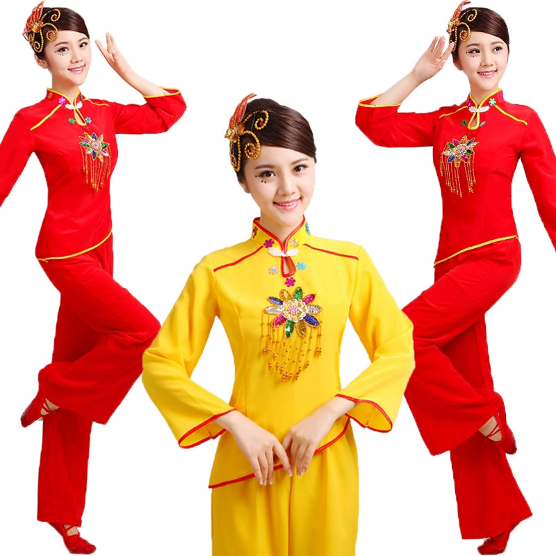 Folk Dance Costumes Yangko Dance Costume Women Dance Performance Drum and Drum Square Dance Costume Chinese style National Dance Costume