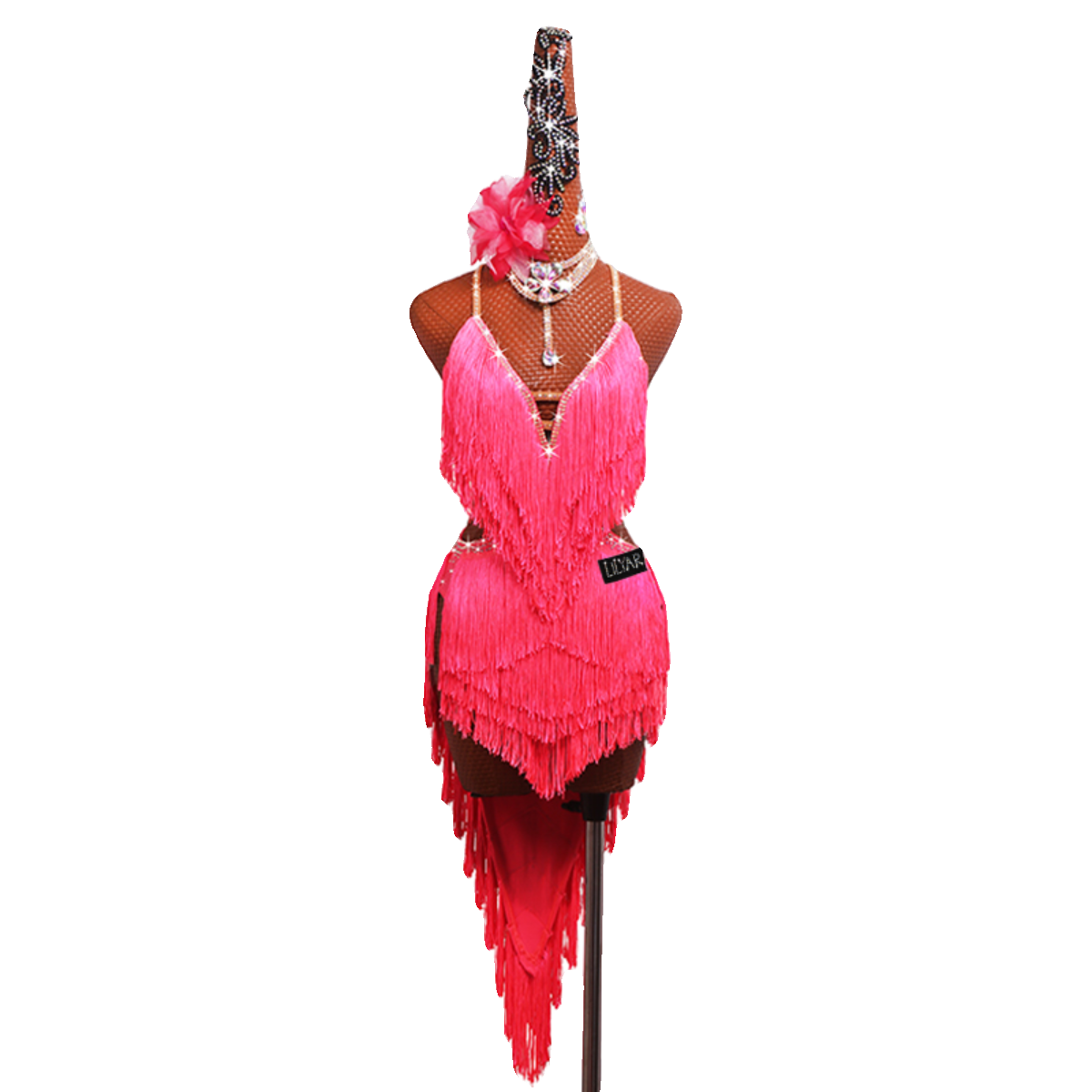 Women girls Professional Latin Dance dresses pink tassels rumba salsa chacha ballroom Show Competition  Sparkling Diamond skirts - Moderndancedress.com