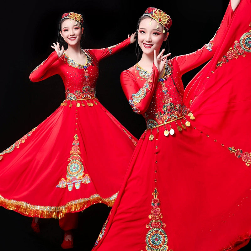 Chinese Folk Dance Costume  Dance Costume Uygur dress performance ethnic minority performance costume women - Moderndancedress.com