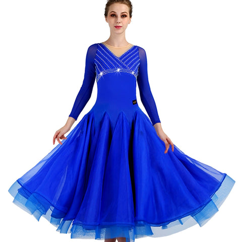 Royal blue Ballroom Dance Dresses for women girls Modern Dance Skirt Performance Competition Waltz Ballroom Waltz Group Dance Skirt
