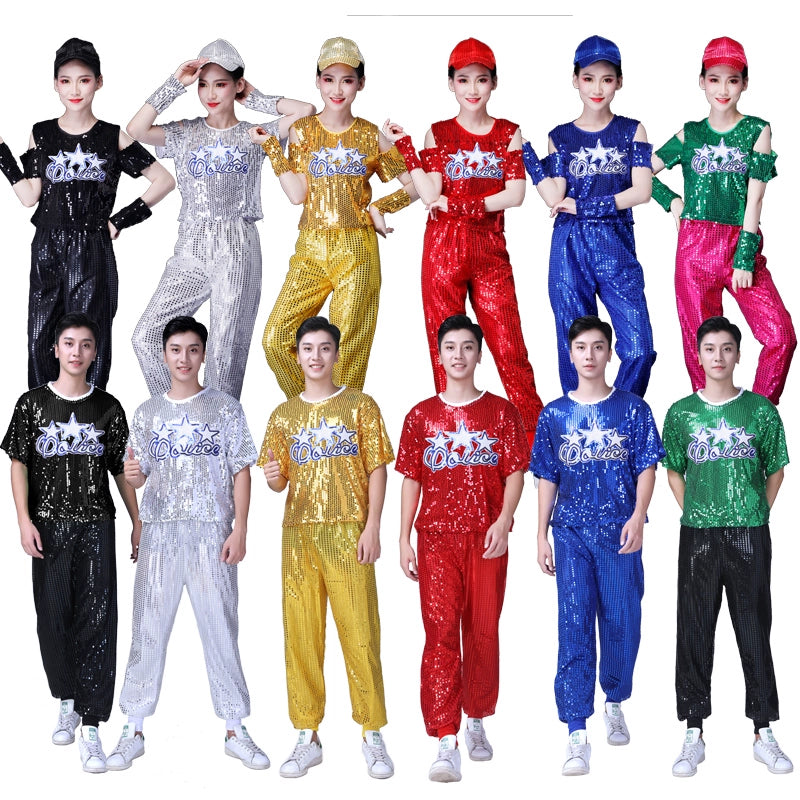 Jazz Dance Costume Adult Female Suit Modern Square Dance Costume Dancing Sequins Cheerleading Costume - Moderndancedress.com