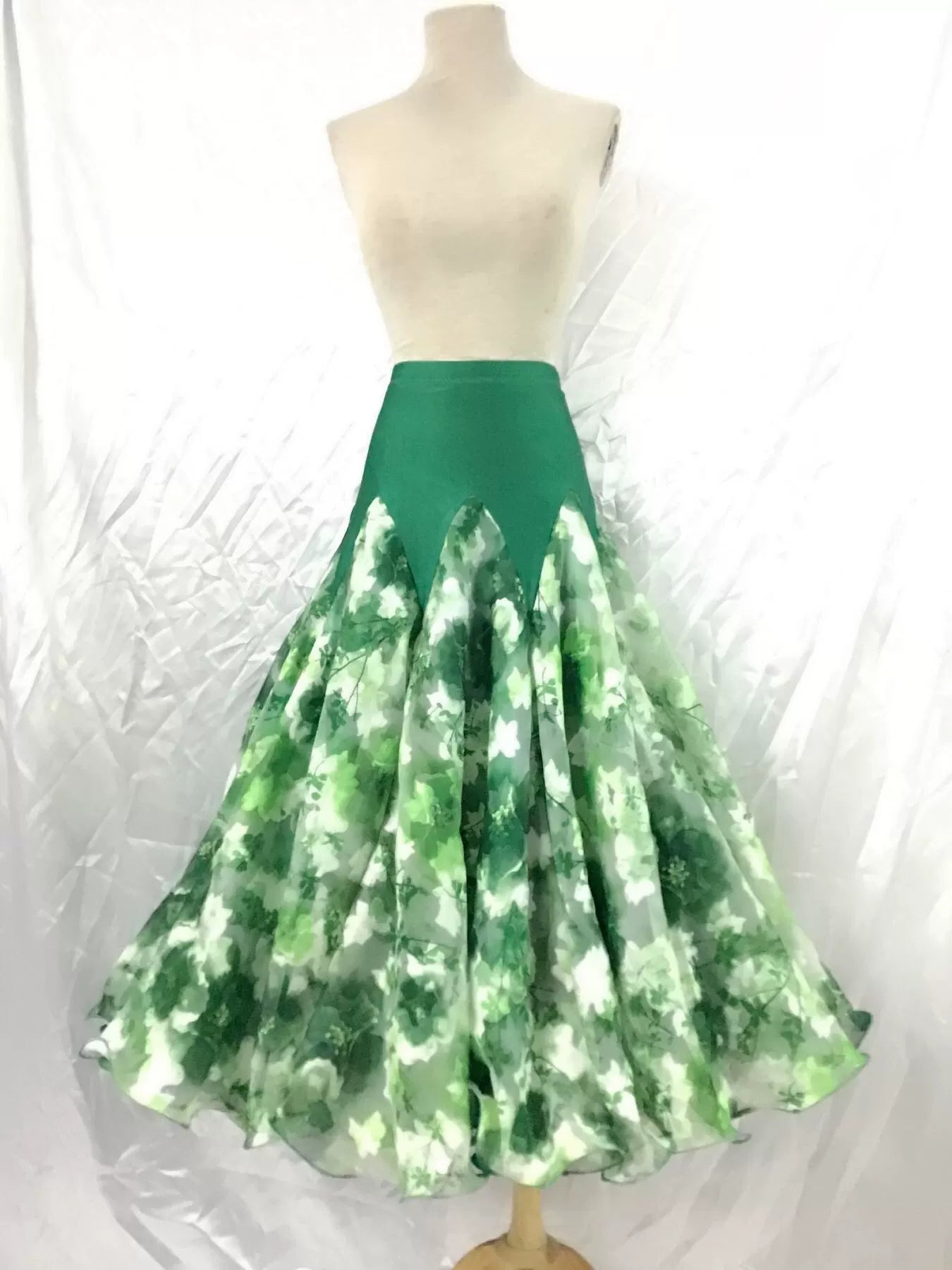 Customized Floral Modern Ballroom Dance Skirts Women Adult Waltz National Standard Tango Dance Performance Competition Skirts - Moderndancedress.com