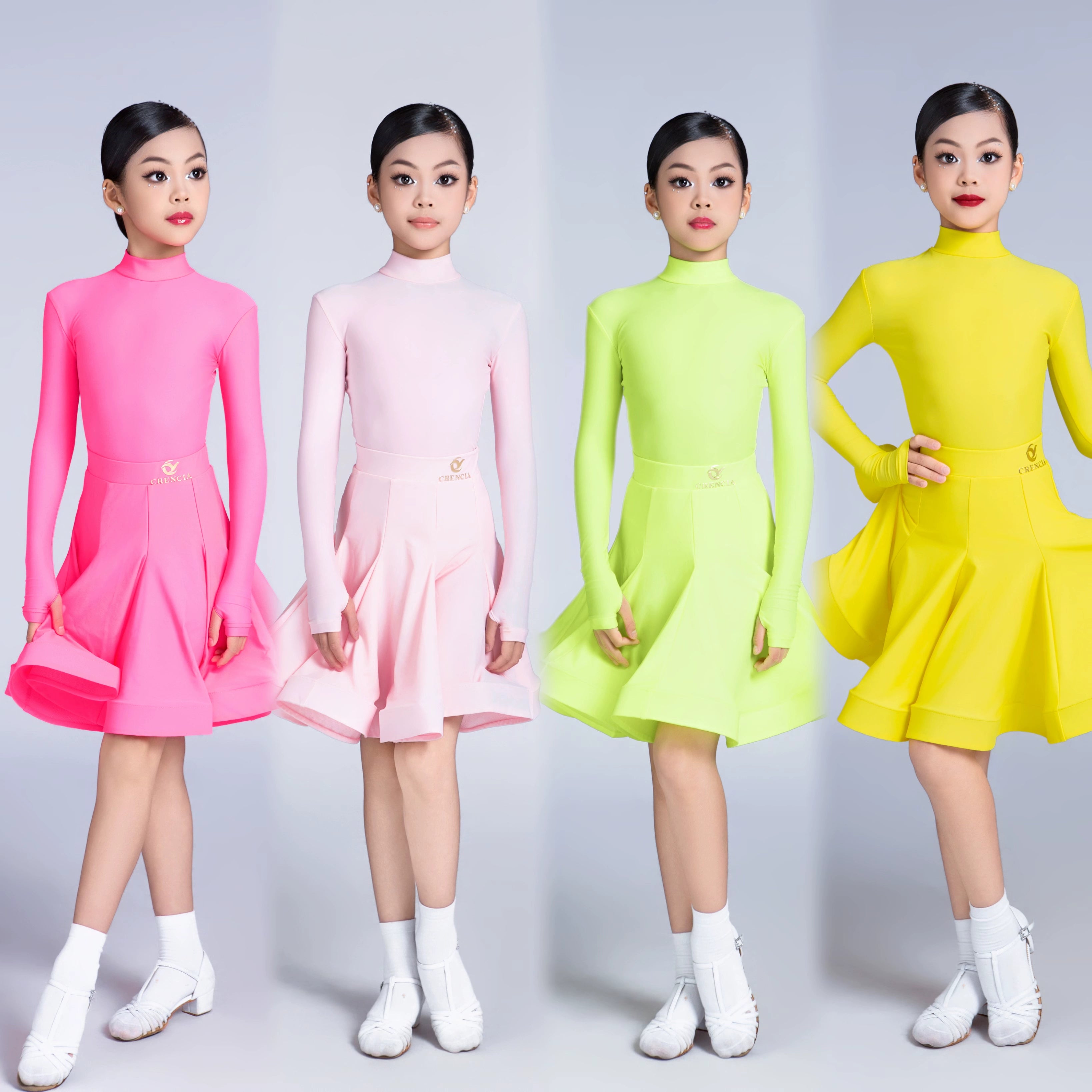 Colorful Latin dance competition dresses for girls kids professional Latin ballroom exam contest performance costumes for children - Moderndancedress.com