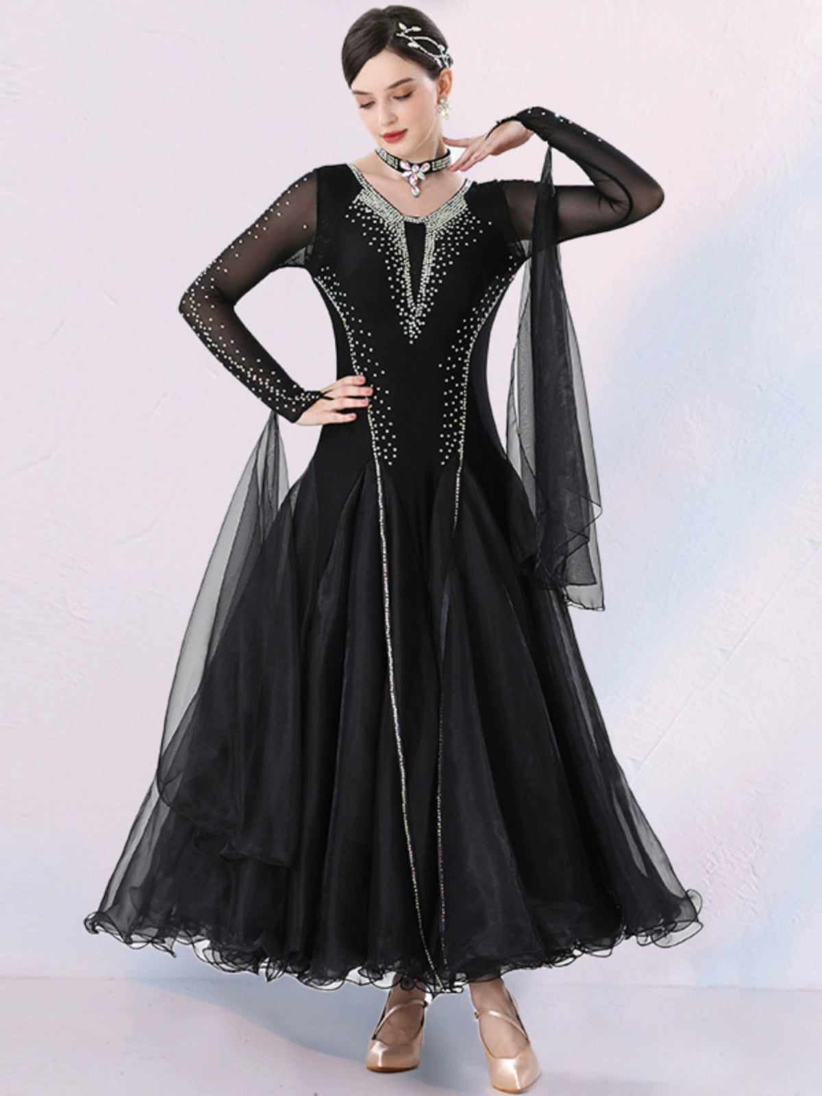 Red Rhinestones Ballroom Dance Dresses for Women Girls Royal Blue  Black Waltz Tango Ballroom Dance Skirt Professional Modern Dance Costumes - Moderndancedress.com
