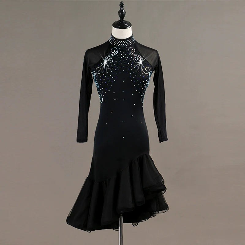 Latin Dance Dresses Latin Dance Competition Dresses / Rhinestones High Dress