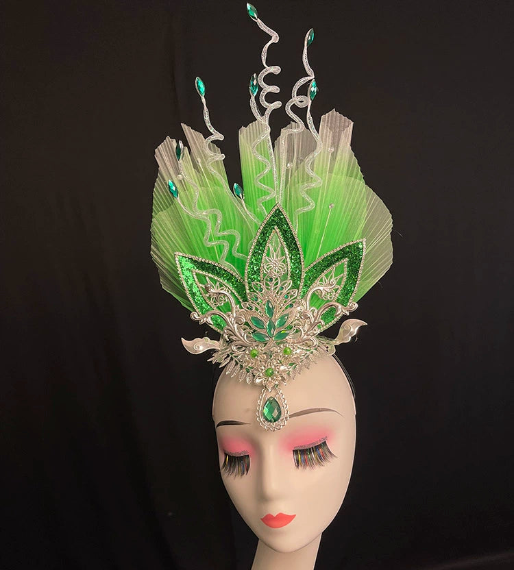 Opening Dance Performance Flowers Headdress Women Girls Model Show Pageant Catwalk Square Dance Yangko Dance Performance Head Piece - Moderndancedress.com