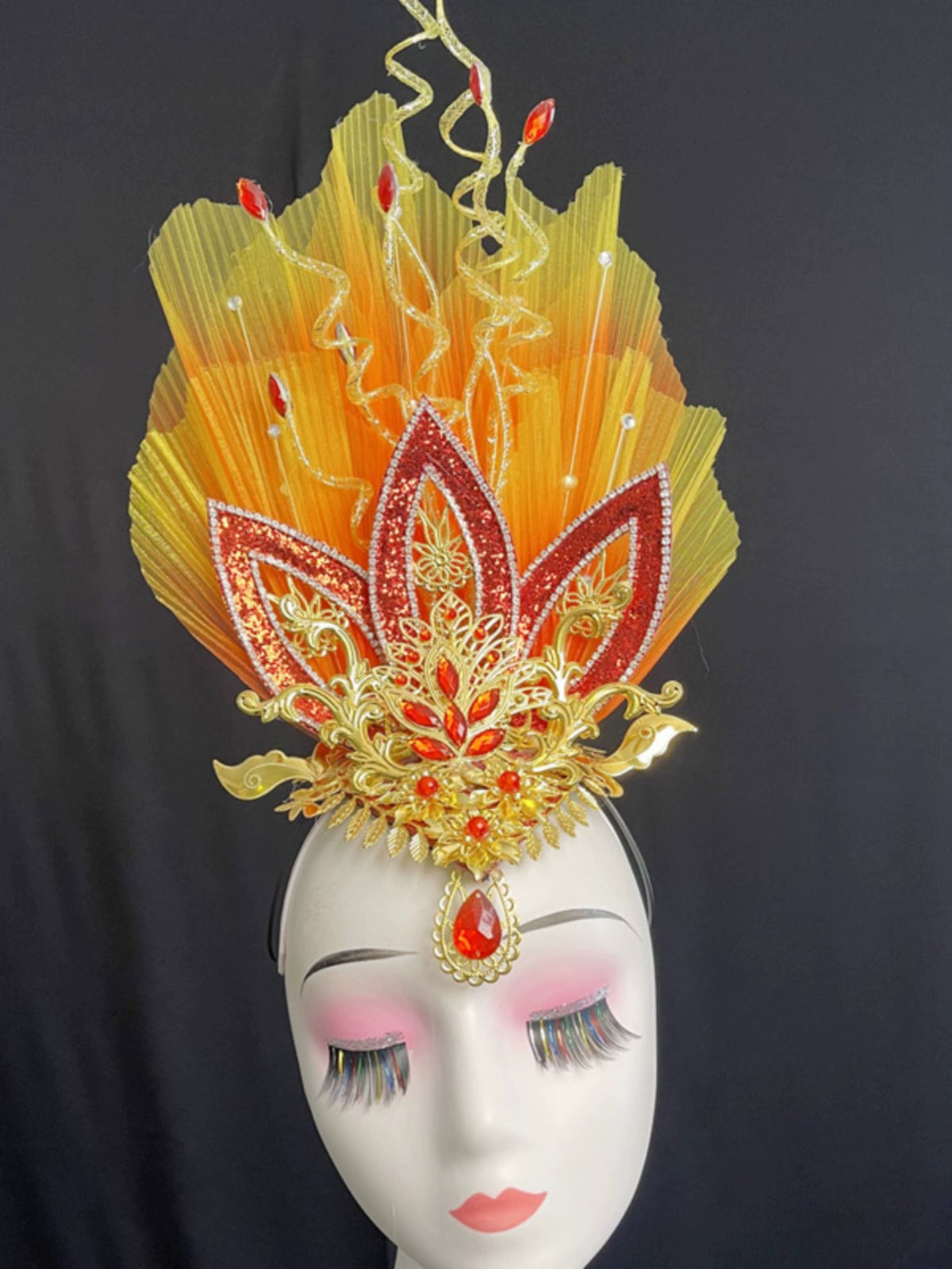 Opening Dance Performance Flowers Headdress Women Girls Model Show Pageant Catwalk Square Dance Yangko Dance Performance Head Piece - Moderndancedress.com