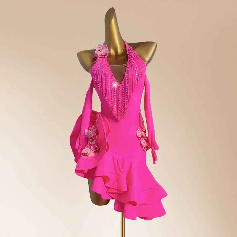 Custom Size Green Purple Competition Latin Dance Dresses for Women Salsa Rumba Chacha Blackpool Performance Costumes