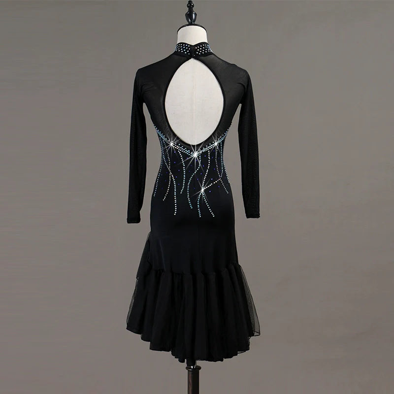 Latin Dance Dresses Women's Training / Performance Spandex / Tulle Tassel / Crystals / Rhinestones Sleeveless High Dress - Moderndancedress.com
