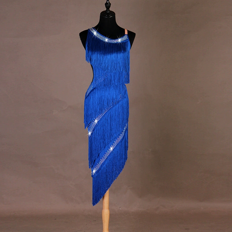 Latin dance dress performance competition clothing Lombardcia tassel dress - Moderndancedress.com