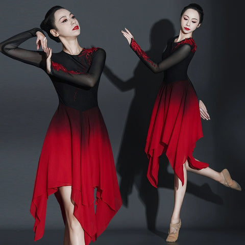 Women Girls Modern Ballet Dance Dresses Jazz Dance Costumes Youth Fashion Chorus Performance Clothing for Female - Moderndancedress.com